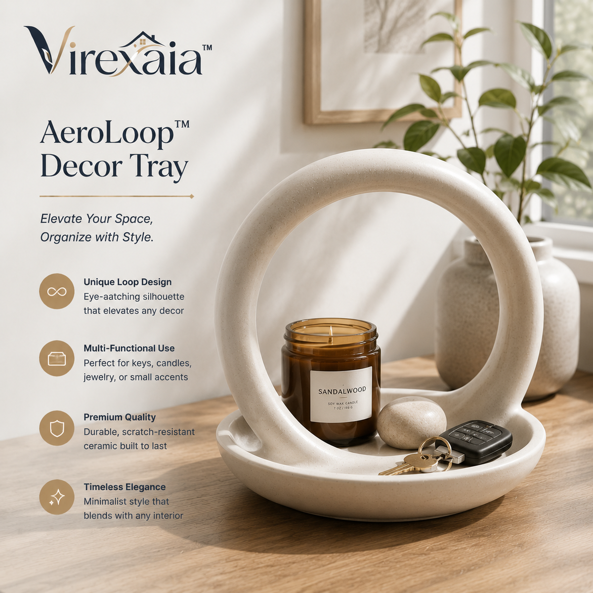 Virexaia™ AeroLoop Sculptural Decor Tray